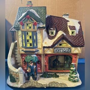 Charming Holiday Christmas Village Antique Shop
